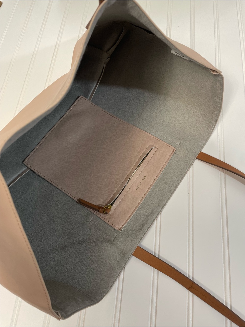 Boon Supply Blush Pink Vegan Leather Classic Tote with Tan Straps - Picture 10 of 16